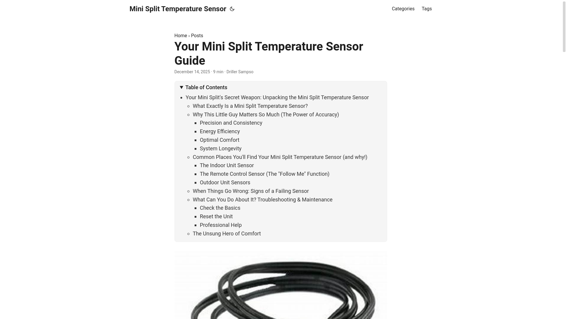 website screenshot of https://minisplittemperaturesensor.pages.dev/