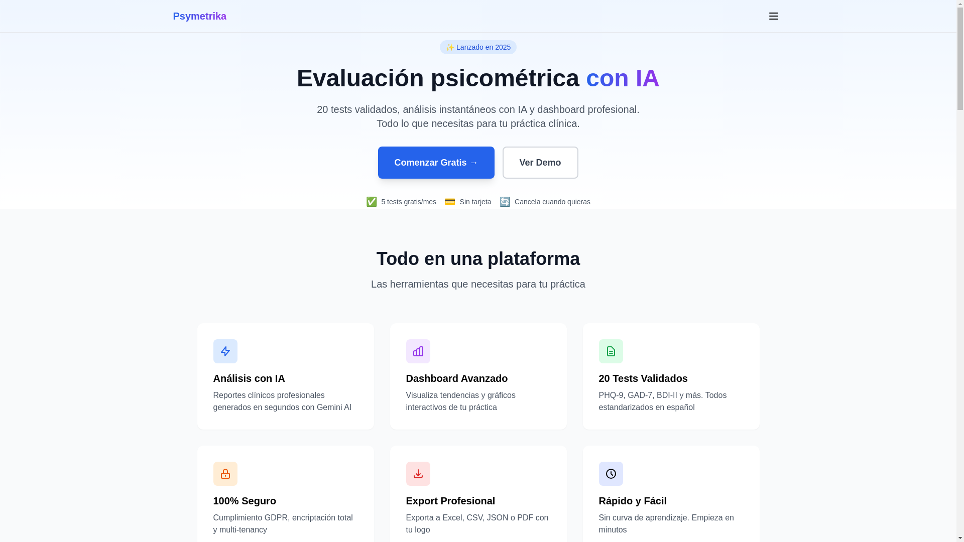 website screenshot of https://psymetrika.com/