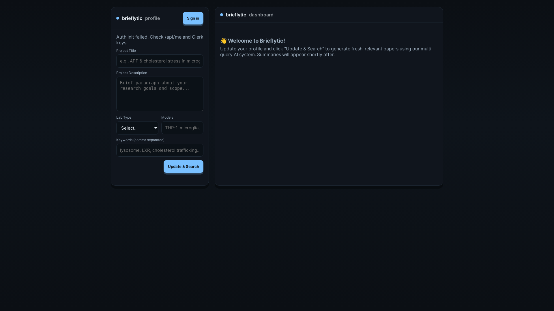 website screenshot of https://brieflytic.pages.dev/
