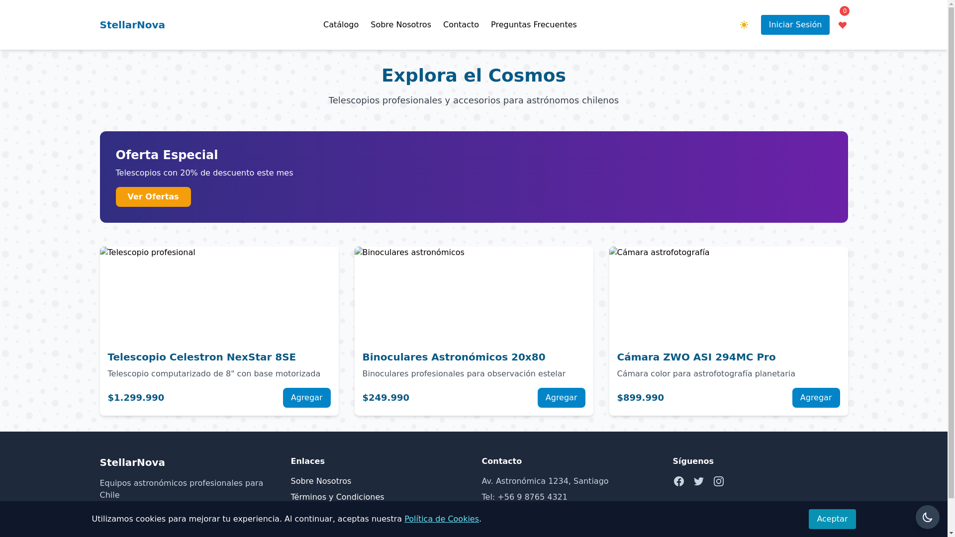 website screenshot of https://stellarnova.click/