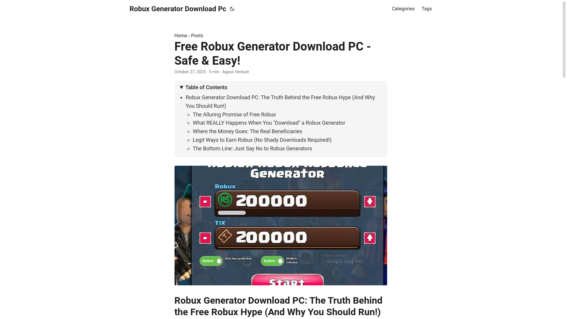 website screenshot of https://robux-generator-download-pc.pages.dev/