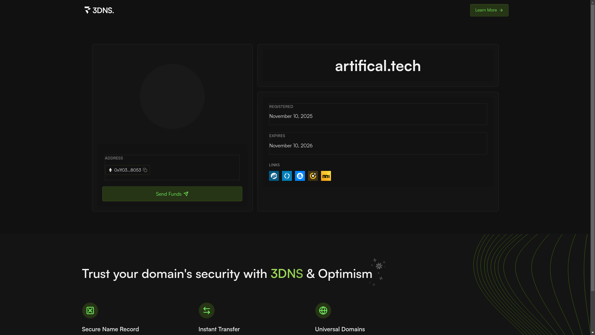 website screenshot of https://artifical.tech/