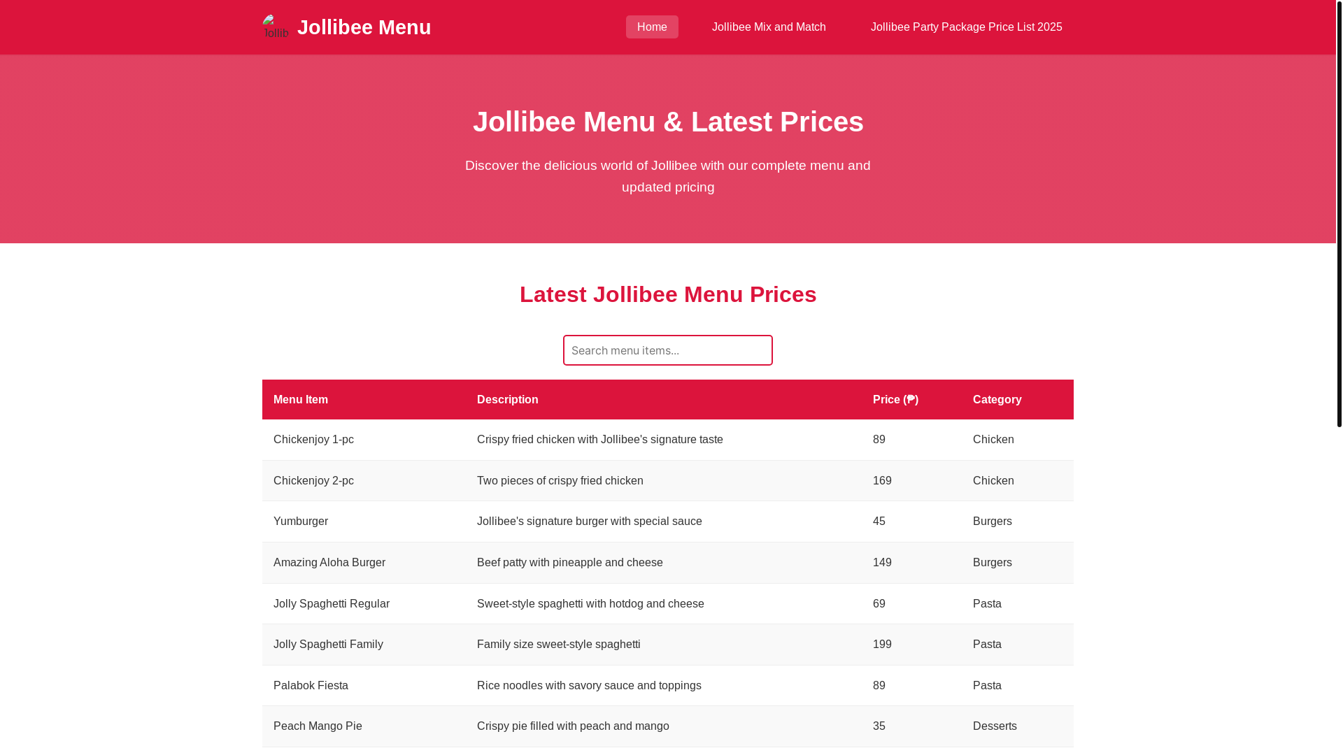 website screenshot of https://menu-prices.pages.dev/