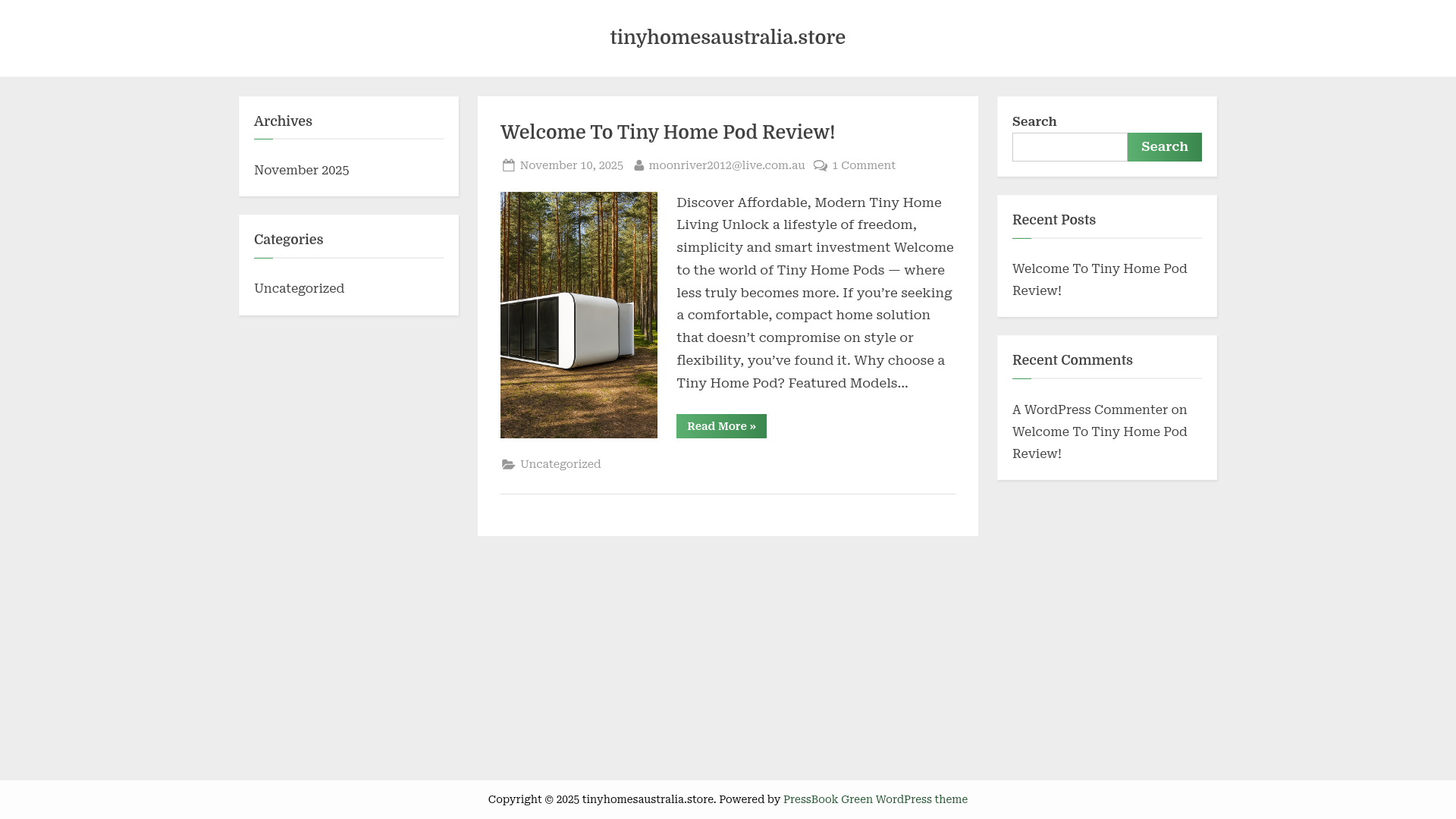 website screenshot of https://tinyhomesaustralia.store/