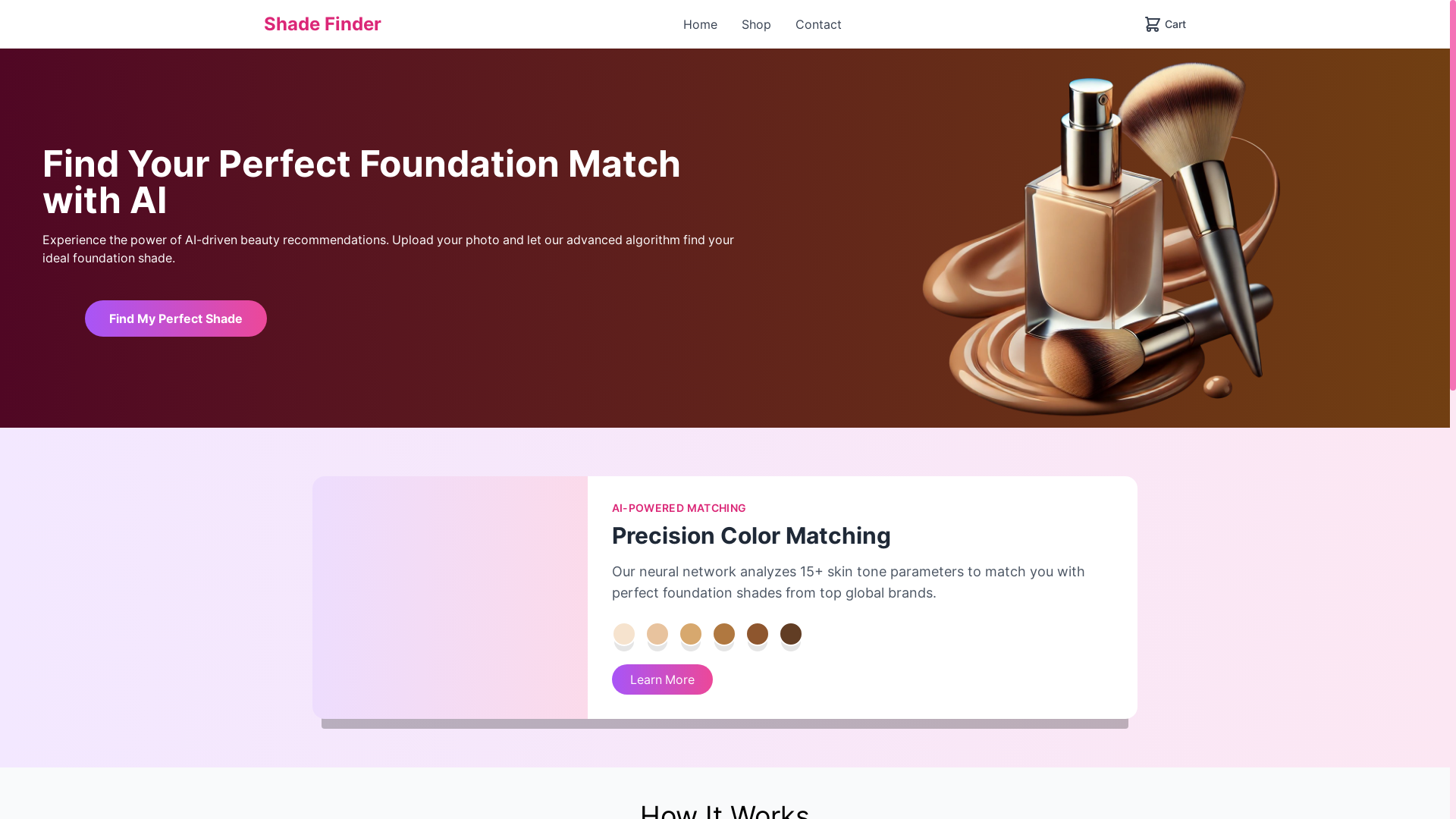 website screenshot of https://shadefinder-frontend.pages.dev/