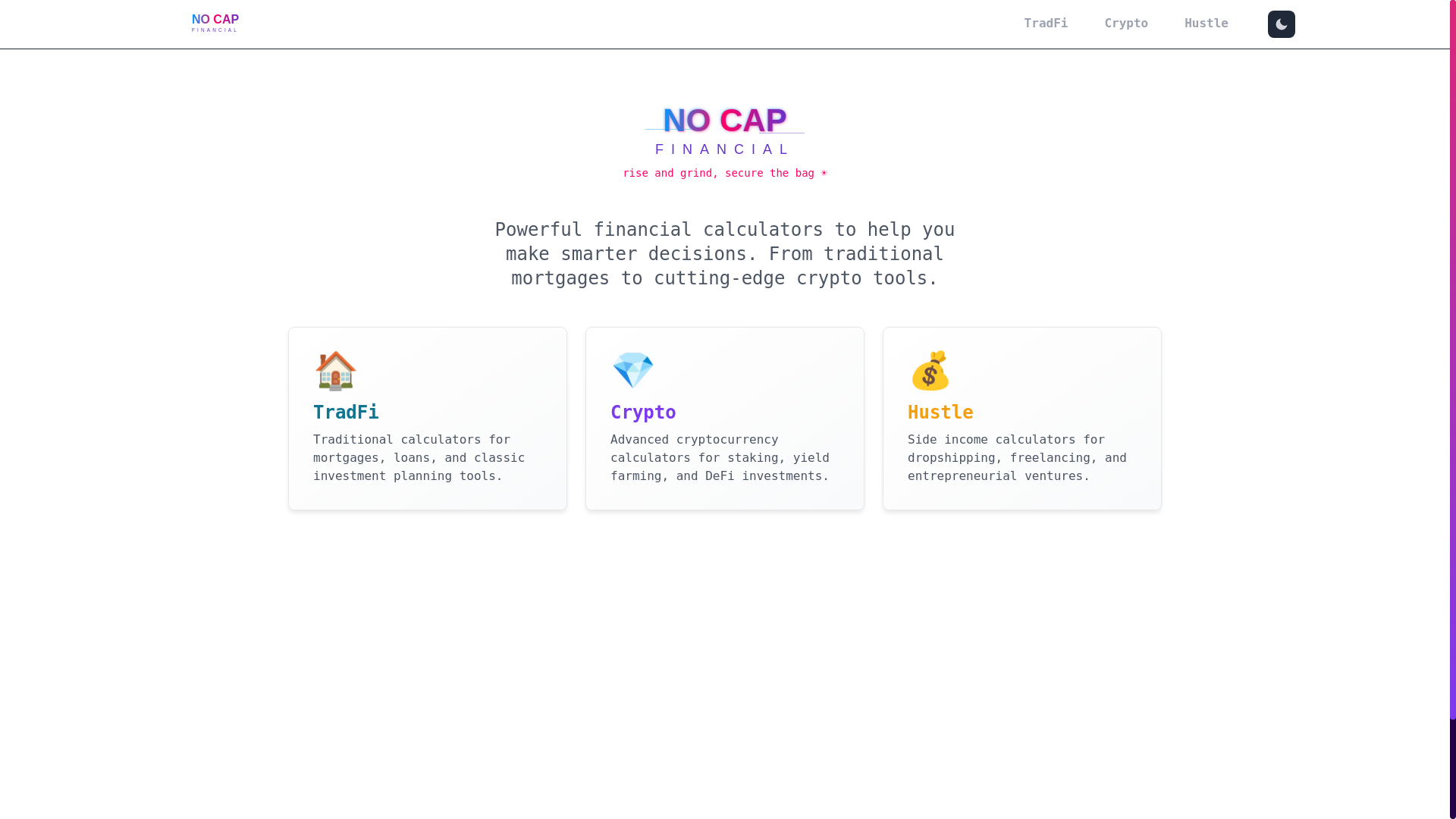 website screenshot of https://nocap-financial.pages.dev/