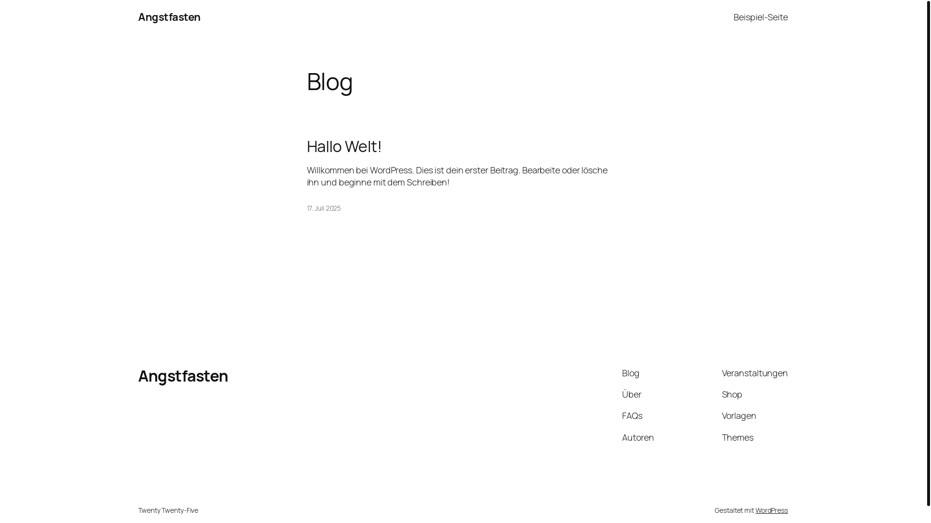 website screenshot of https://angstfastenkur.de/