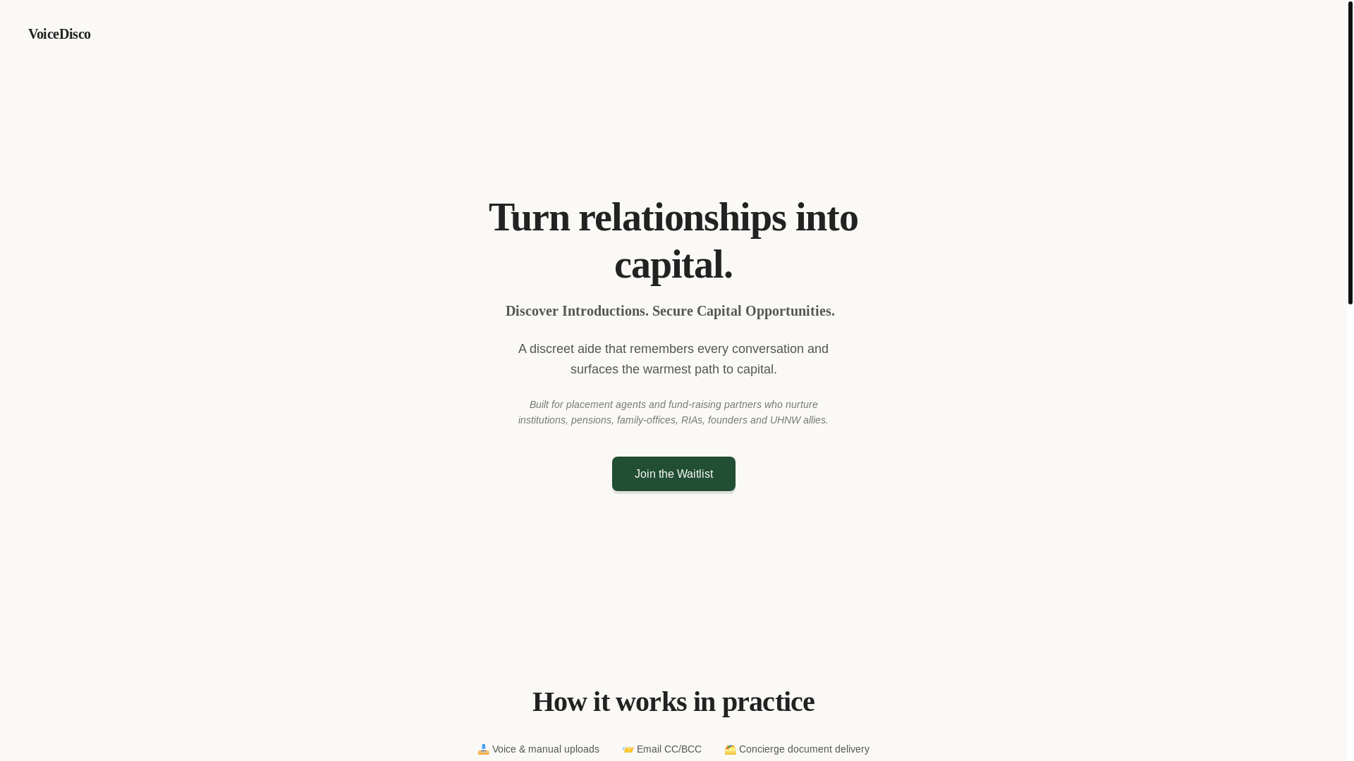 website screenshot of https://voicedisco-landing.pages.dev/