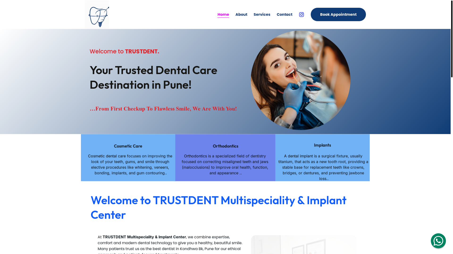 website screenshot of https://trustdentdentalclinic.com/