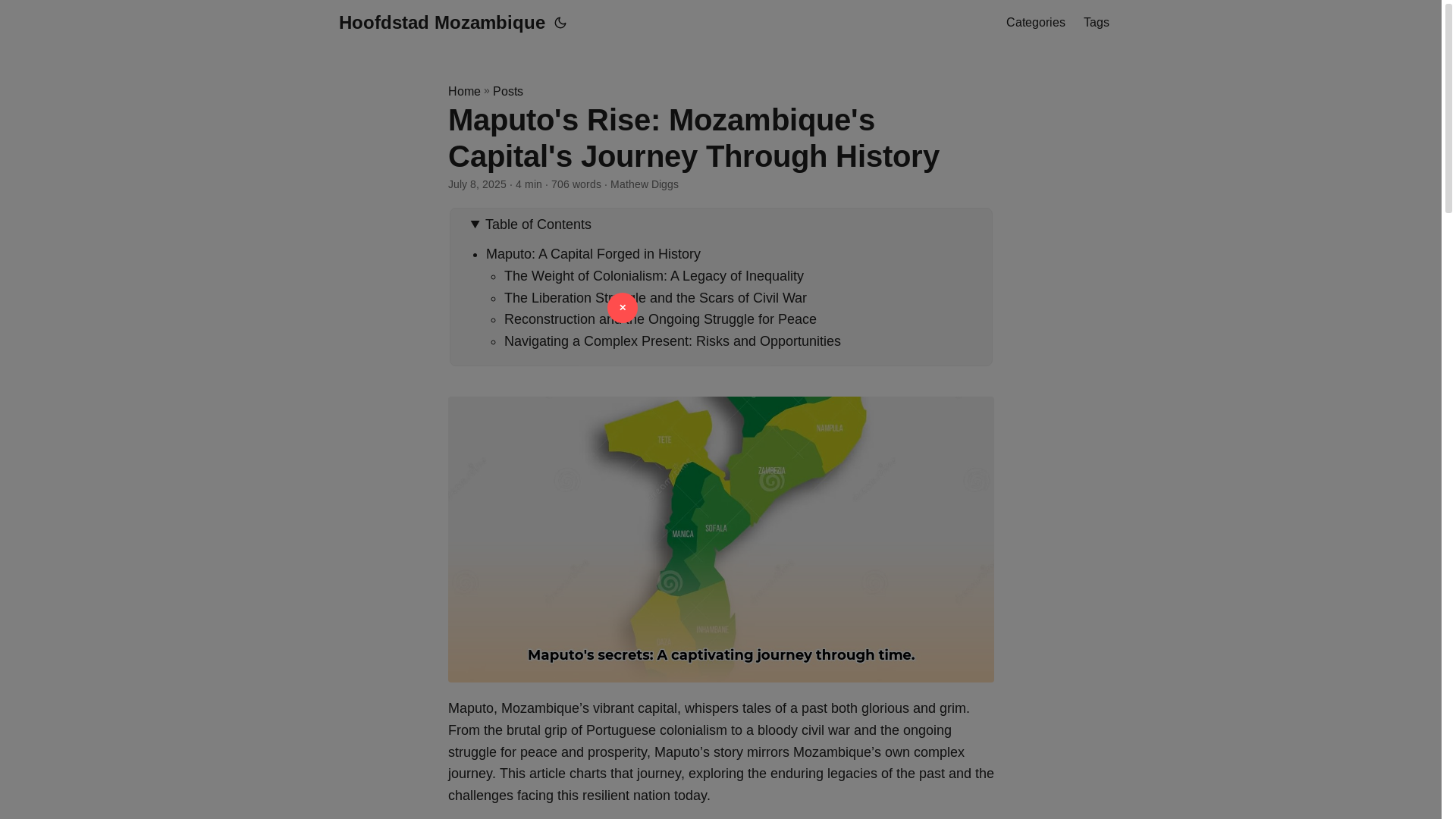 website screenshot of https://hoofdstad-mozambique.pages.dev/