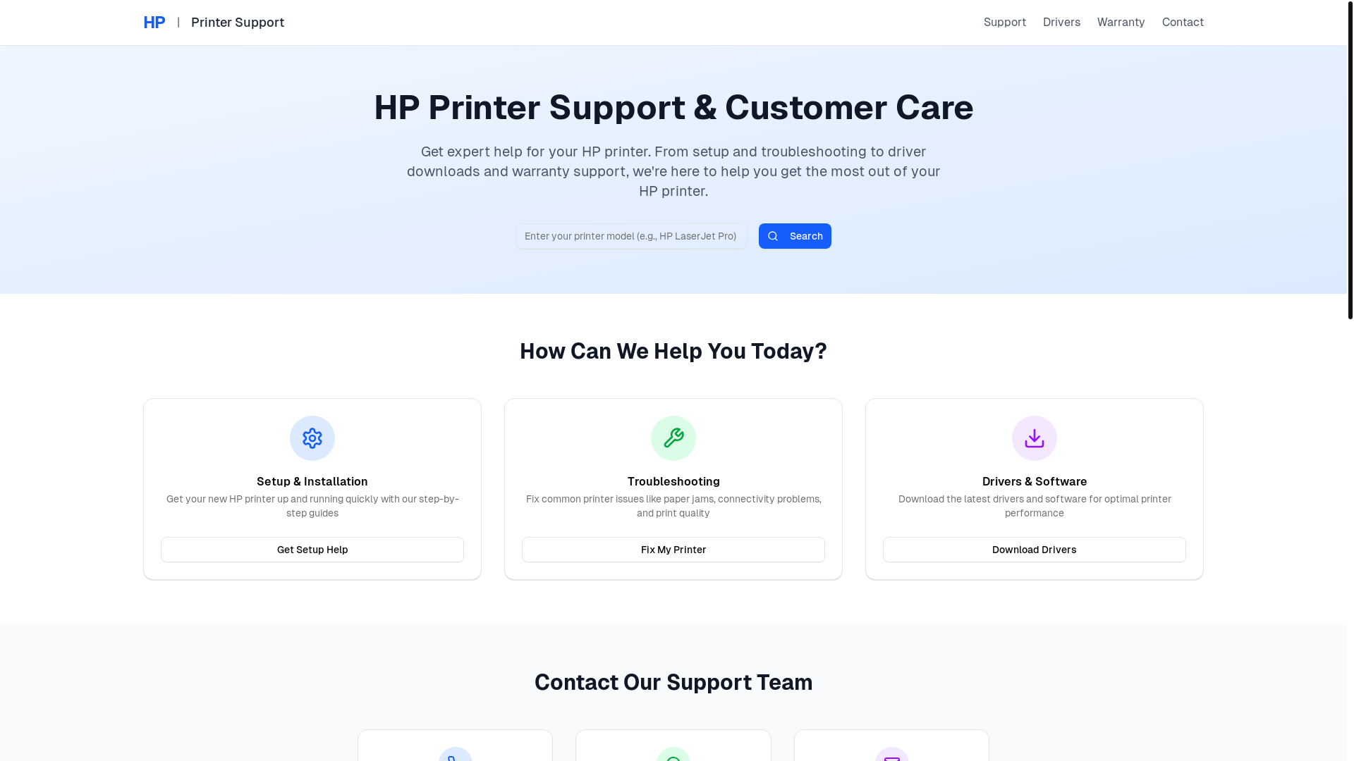website screenshot of https://hpprintersupport.cc/