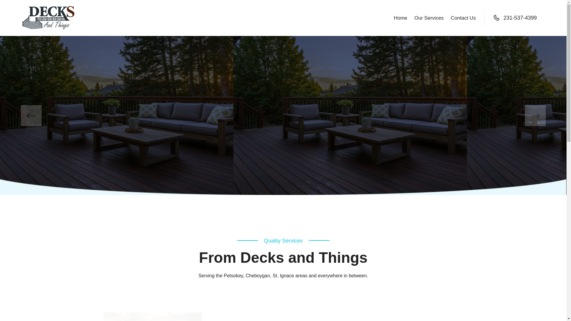 website screenshot of https://decksandthingsmichigan.com/
