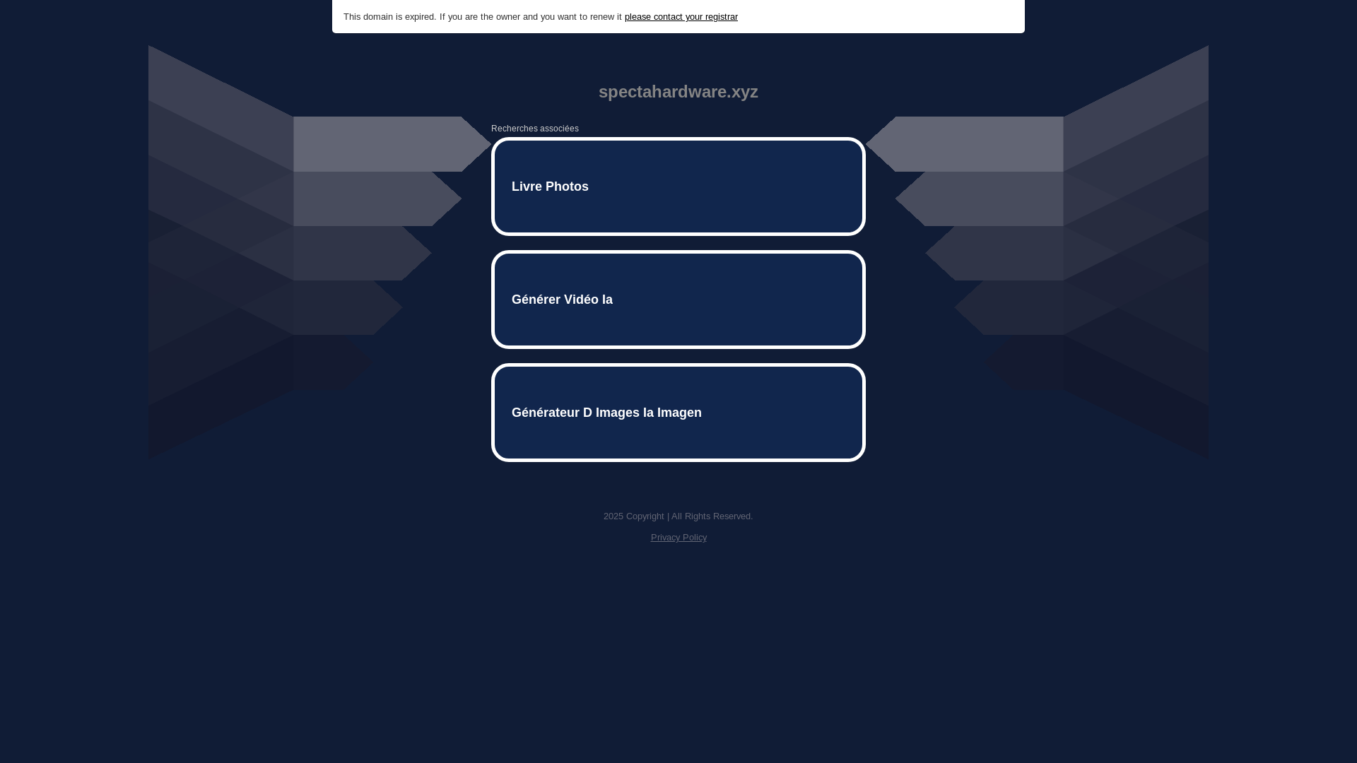 website screenshot of https://spectahardware.xyz/