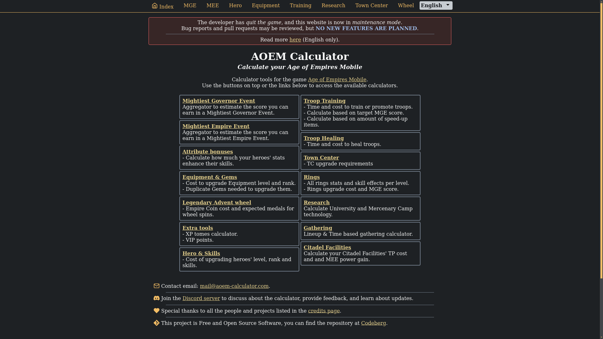 website screenshot of https://aoemcalc.pages.dev/