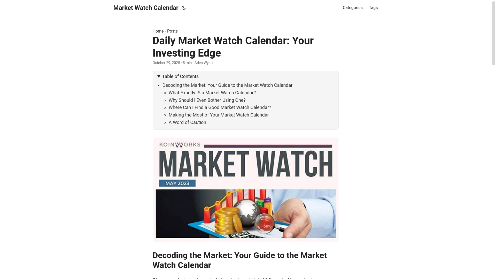 website screenshot of https://market-watch-calendar.pages.dev/