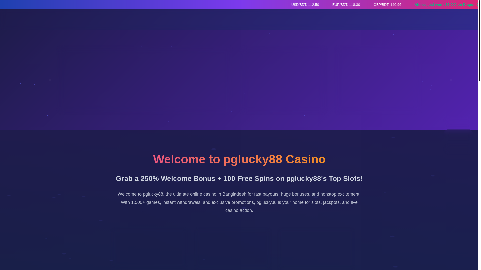 website screenshot of https://pglucky88-win.com/