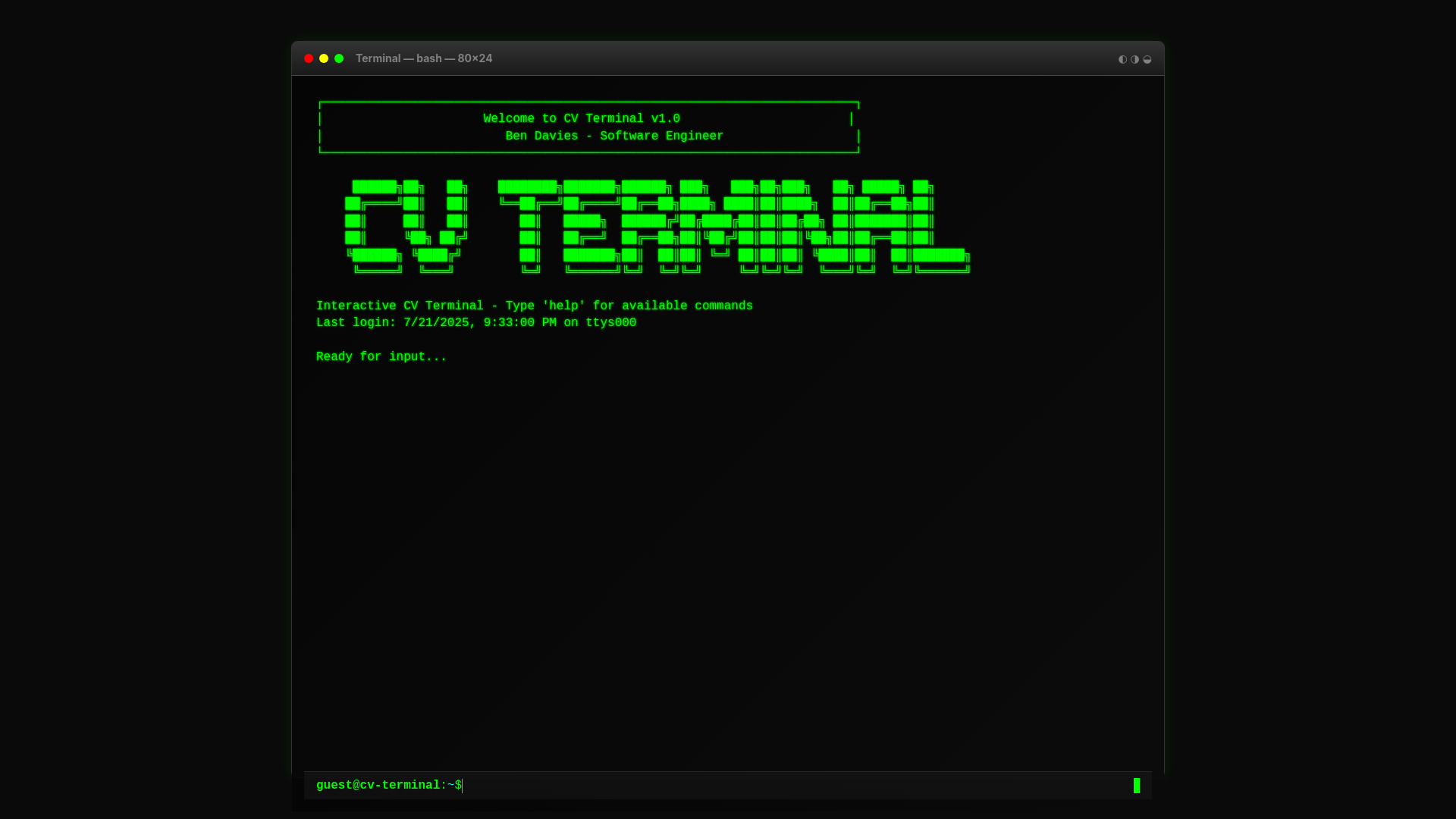 website screenshot of https://cv-terminal.pages.dev/