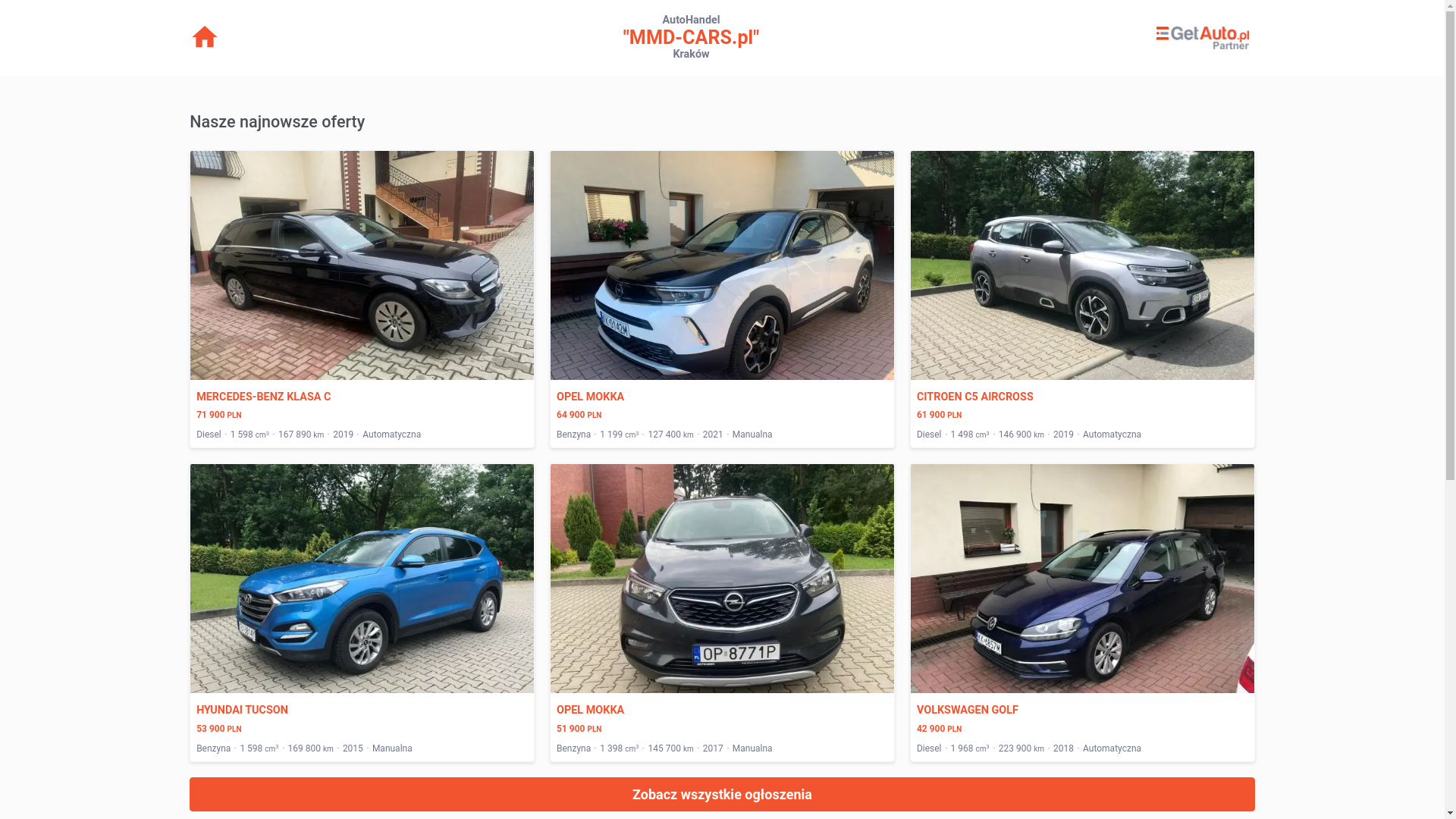website screenshot of https://mmd-cars.pl/
