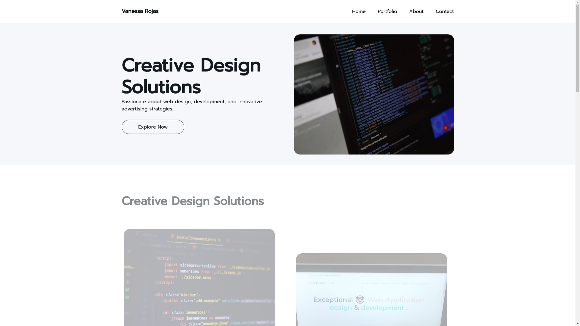 website screenshot of https://vanessarojas.me/