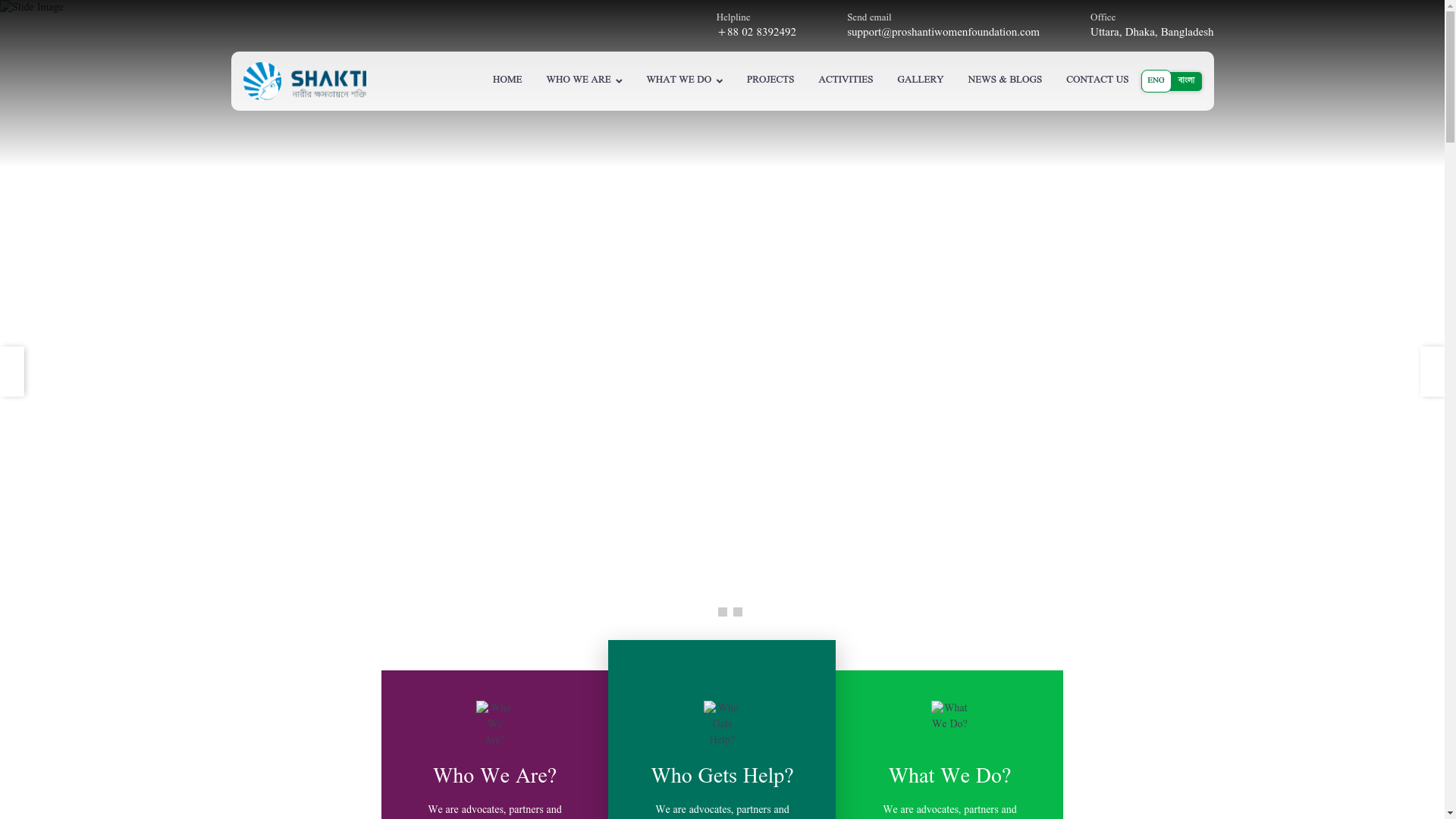 website screenshot of https://proshantiwf.org/