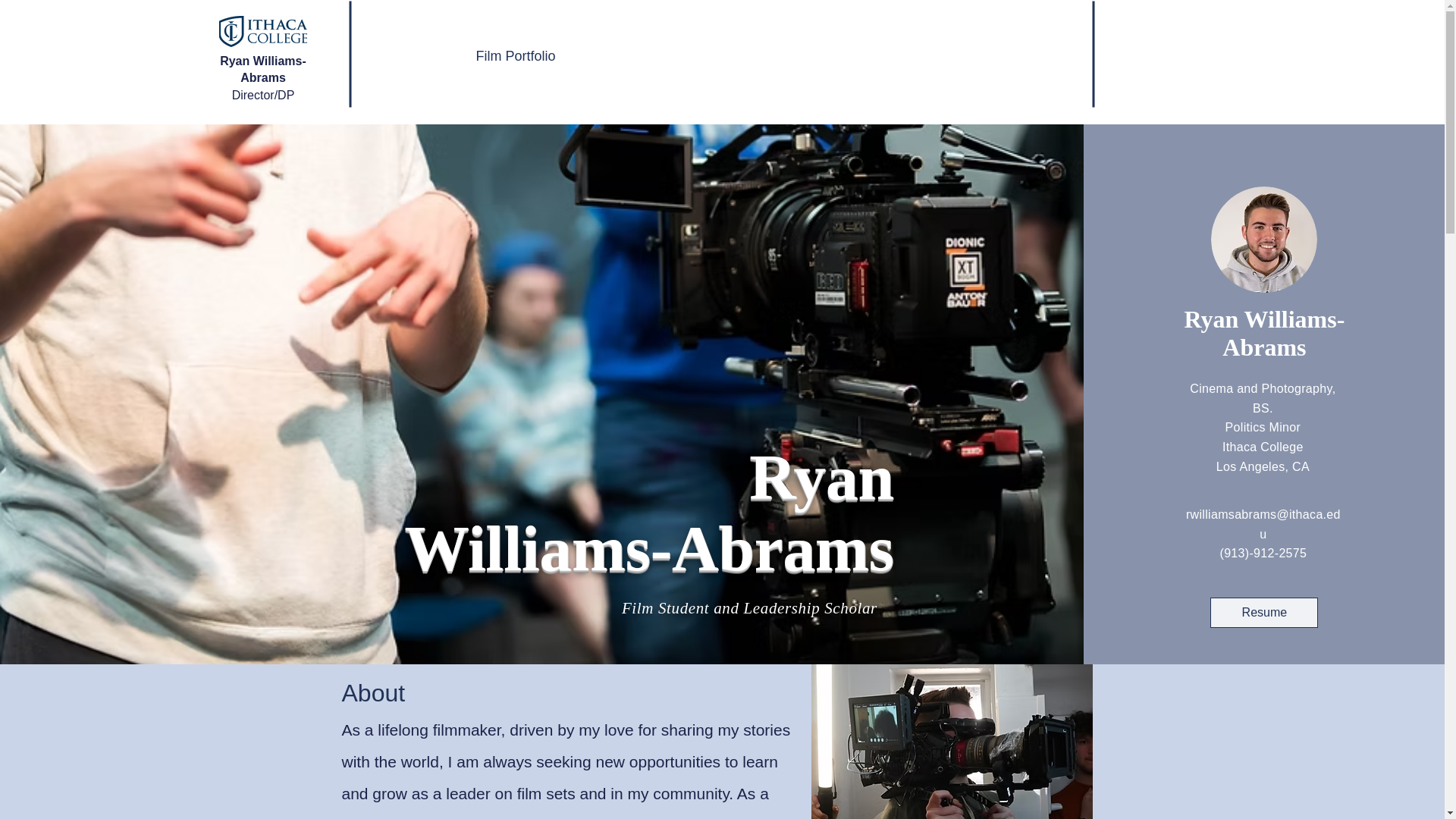 website screenshot of https://ryanwafilms.com/