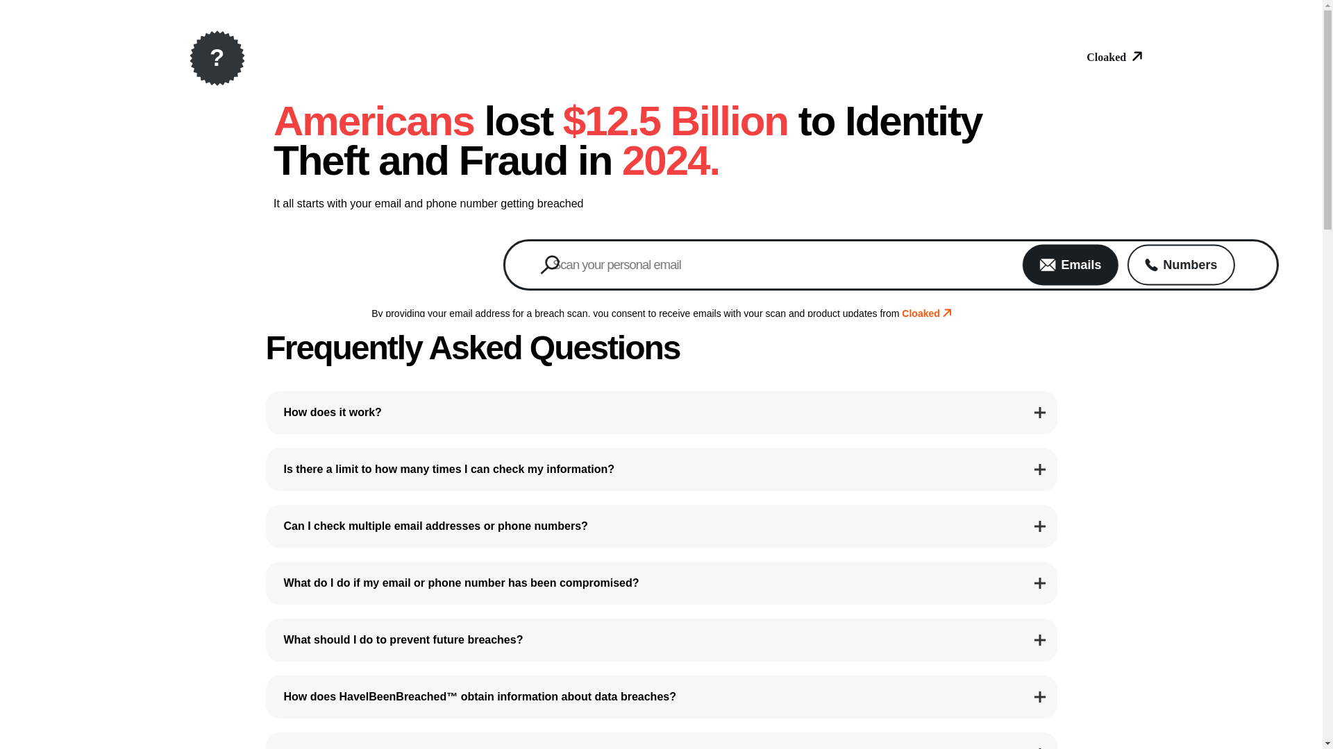 website screenshot of https://haveibeenbreached.com/