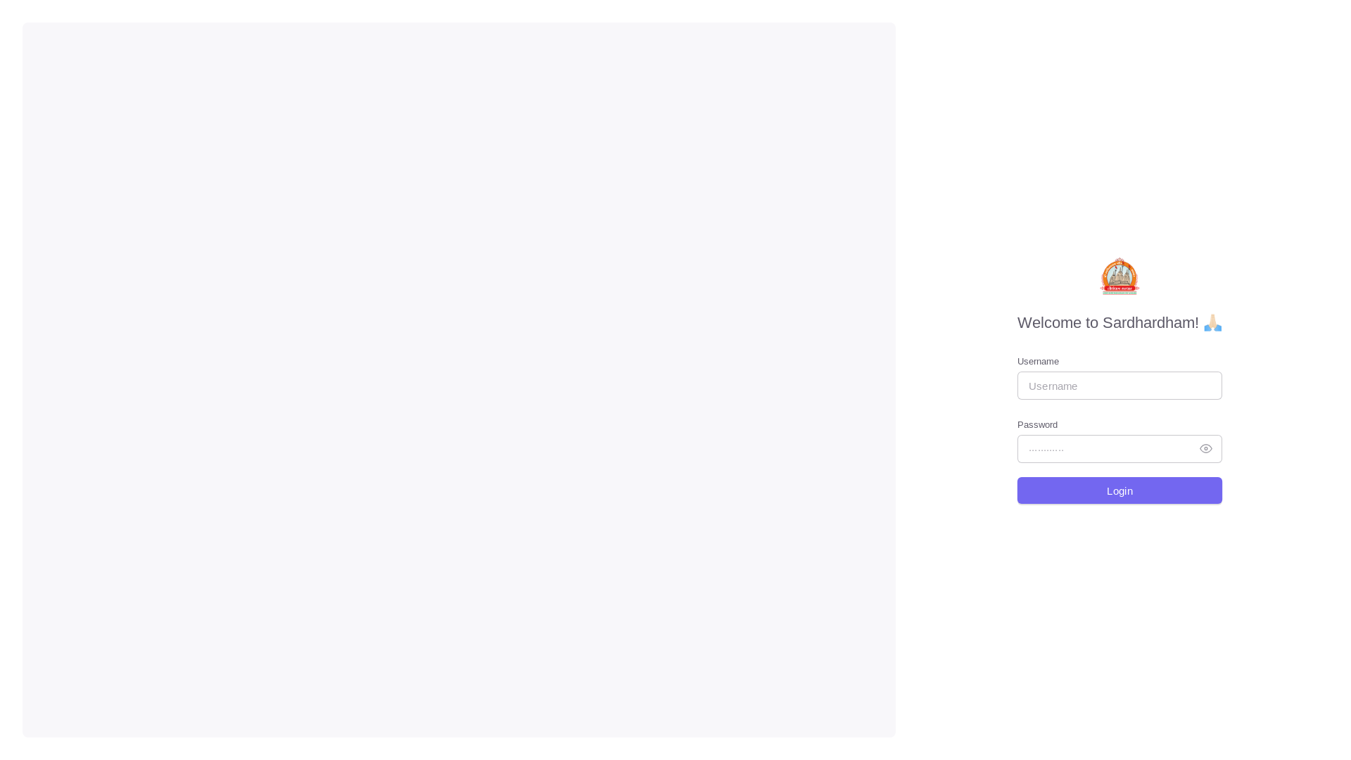 website screenshot of https://sardhardham-admin-ui.pages.dev/