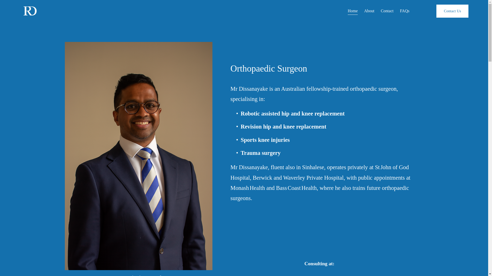 website screenshot of https://dissanayakeortho.com.au/