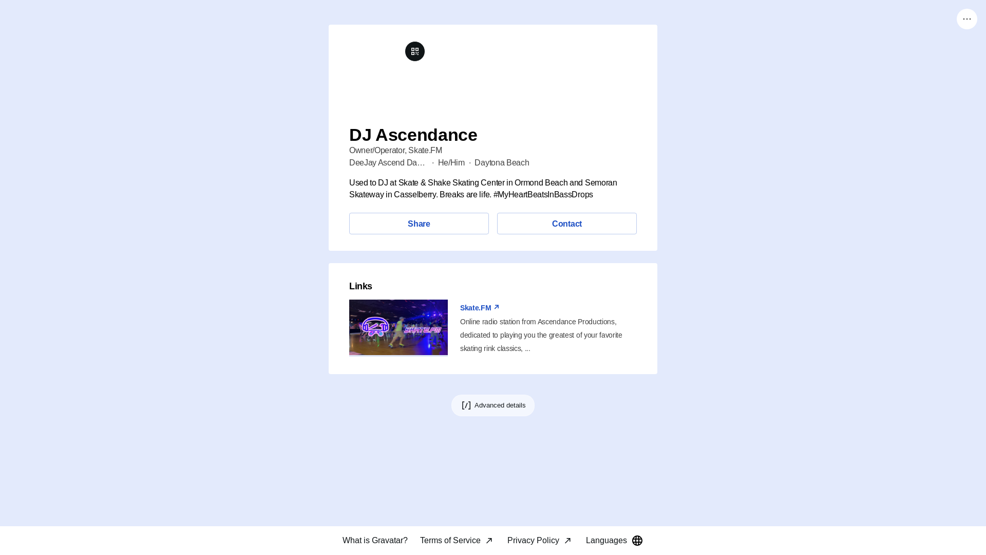 website screenshot of https://skatefm.link/