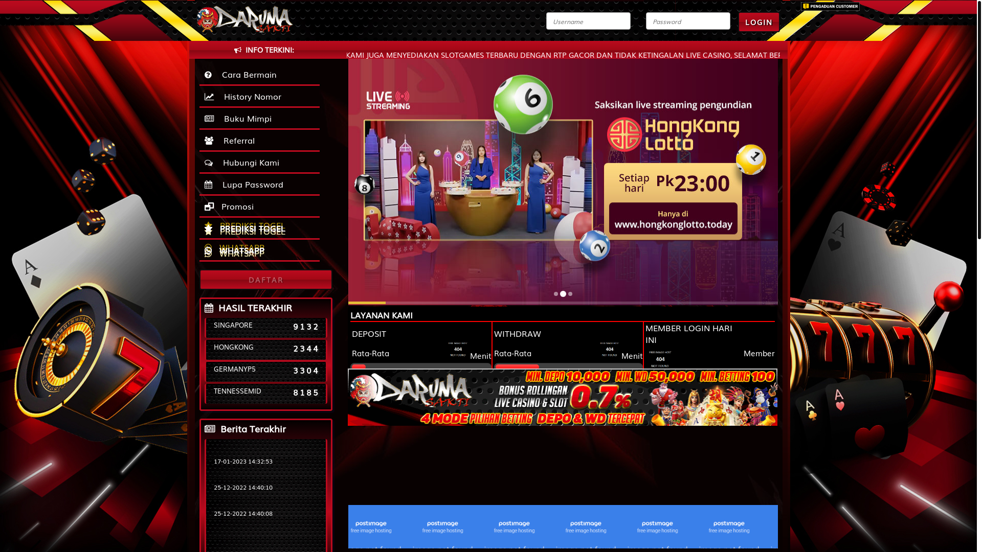 website screenshot of https://darumasakti989.xyz/