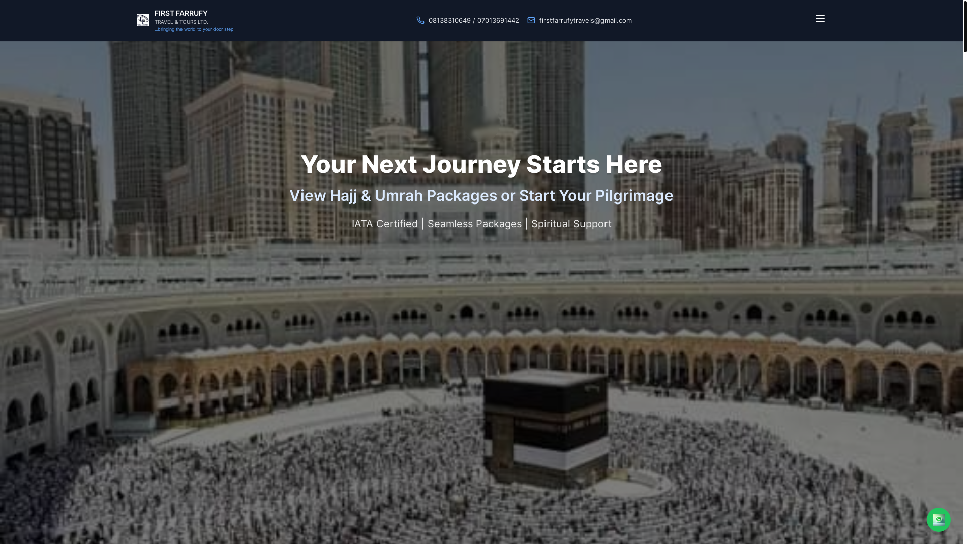 website screenshot of https://firstfarrufytravels.com/