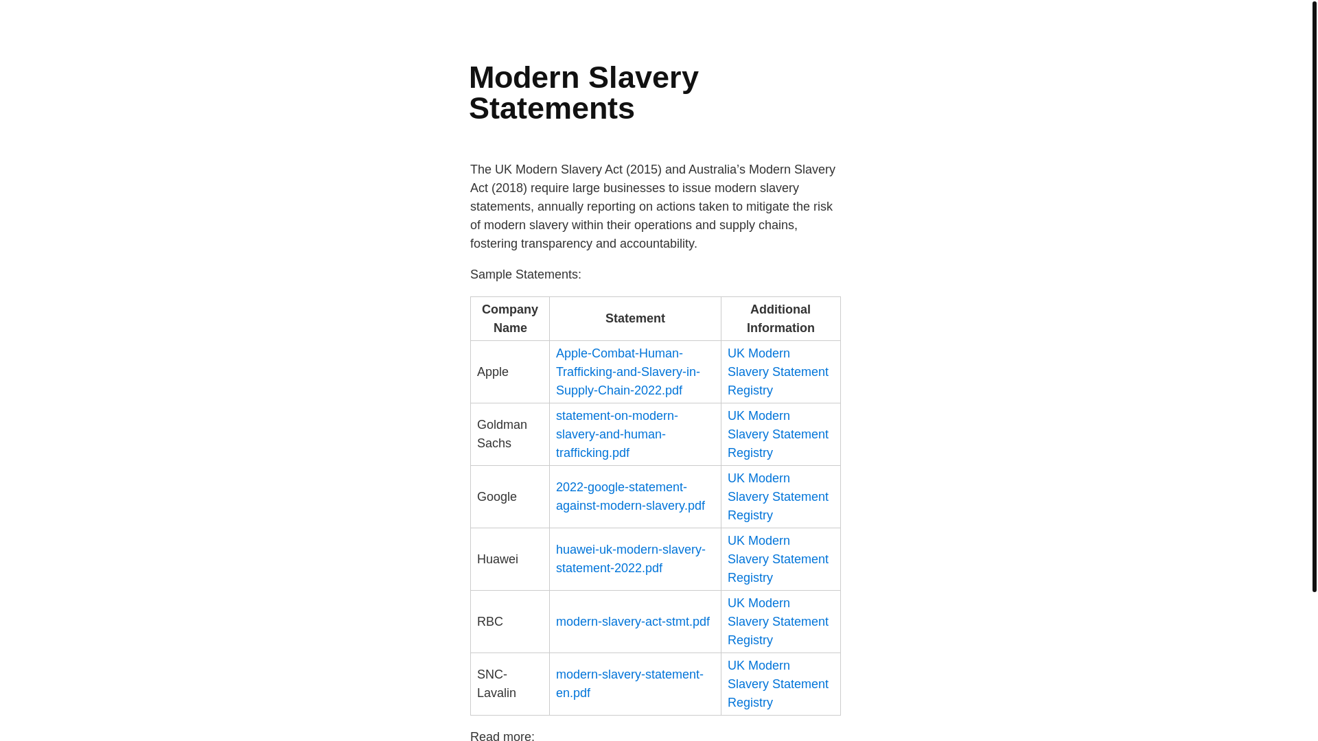 website screenshot of https://modernslaverystatements.pages.dev/