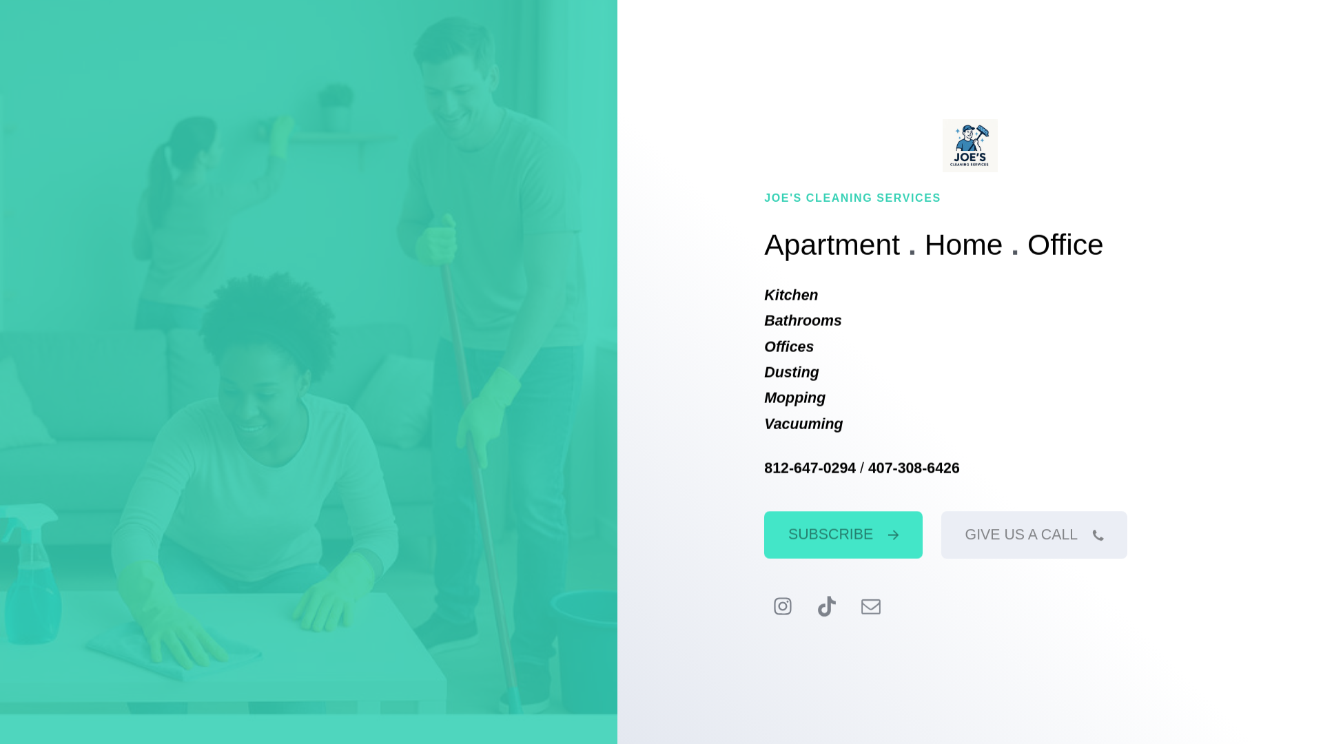 website screenshot of https://joescleaning.net/