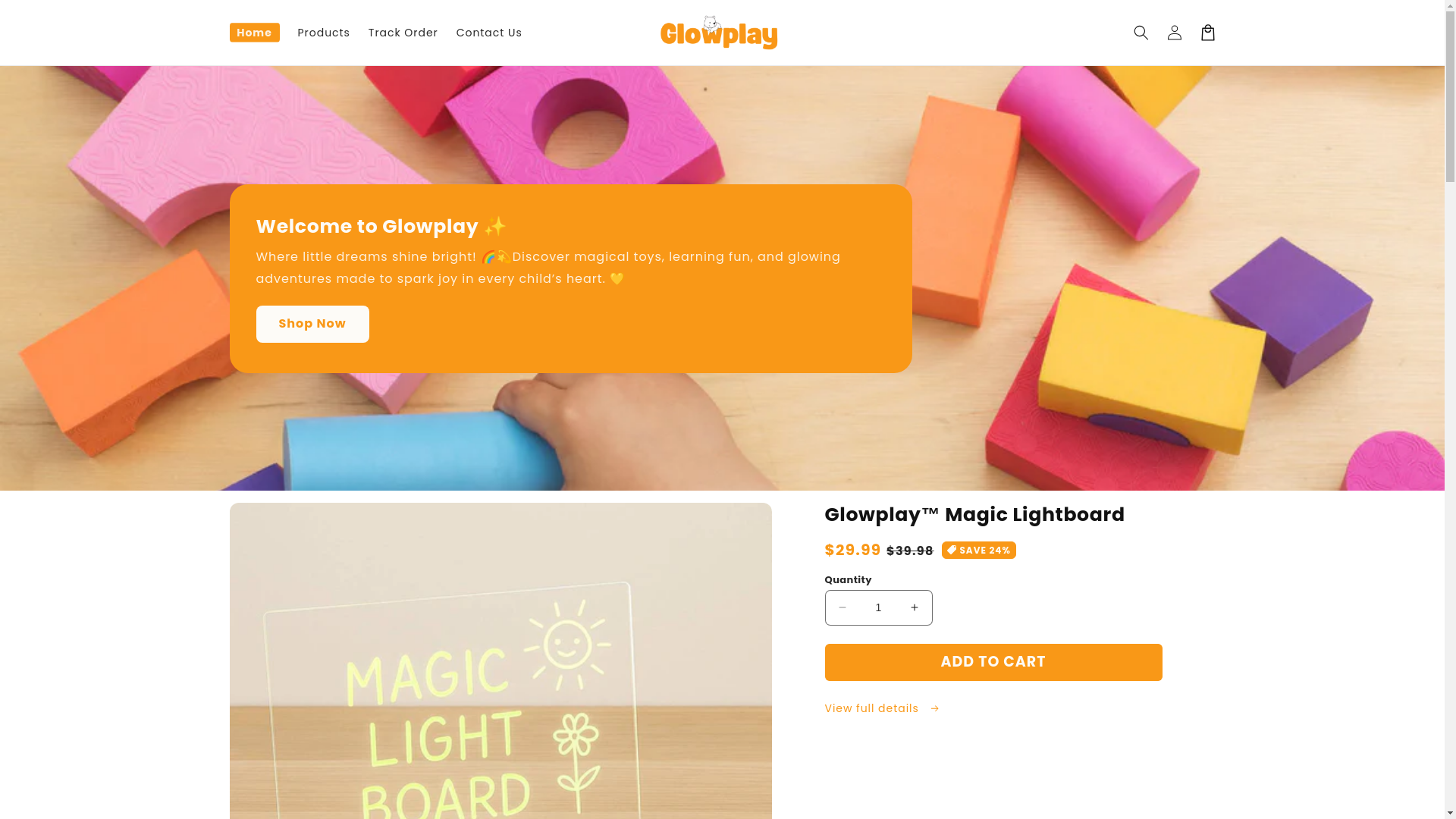 website screenshot of https://glowplays.shop/