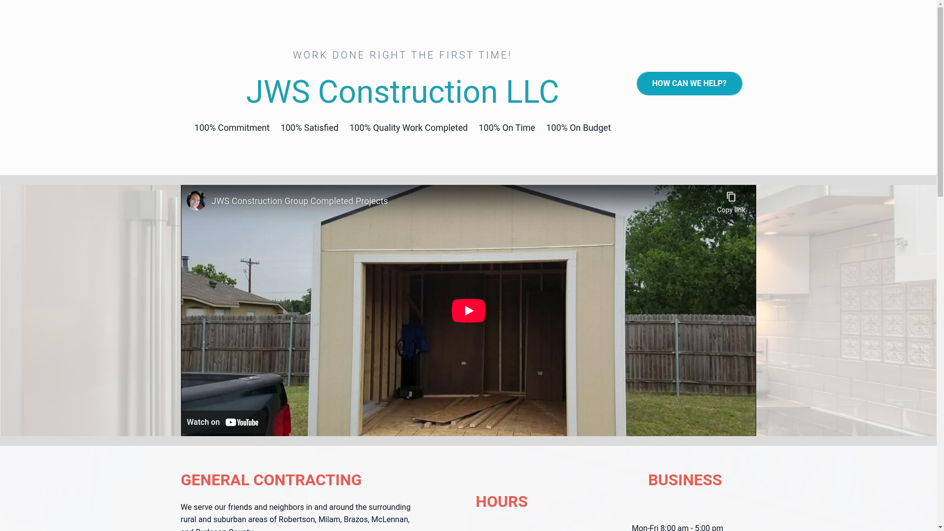 website screenshot of https://jwsconstructiongroup.co/