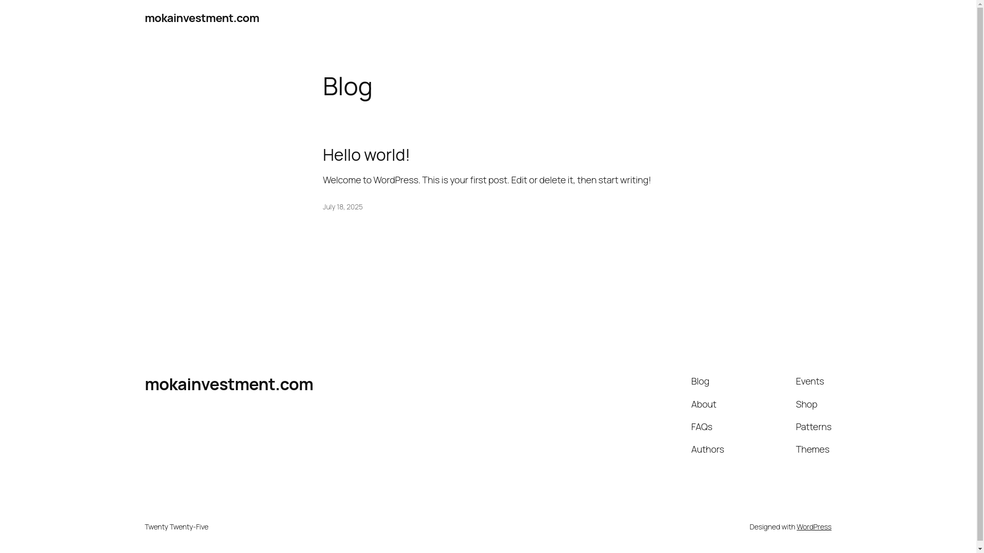 website screenshot of https://mokainvestment.com/