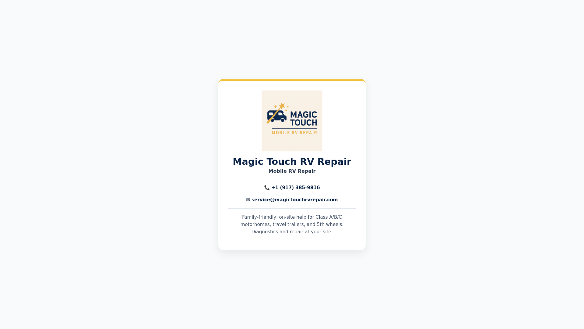 website screenshot of https://magictouchrvrepair.pages.dev/