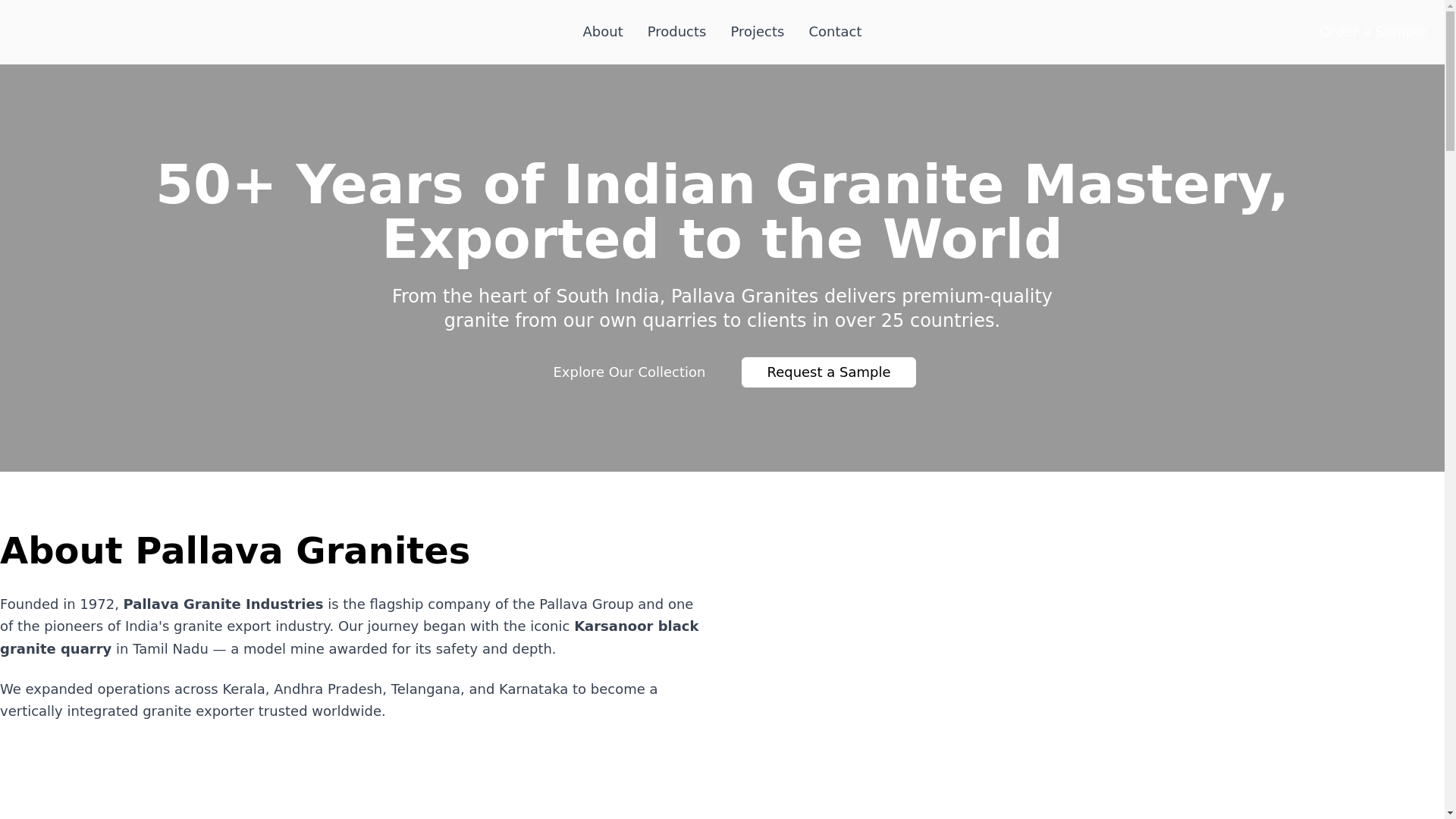 website screenshot of https://pallava-granites.pages.dev/