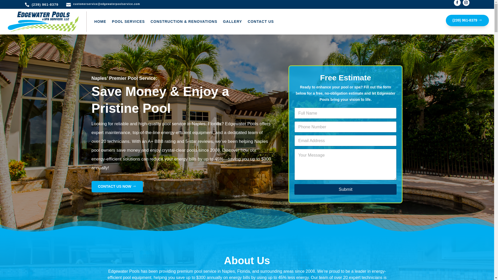 website screenshot of https://bestedgewaterpools.com/