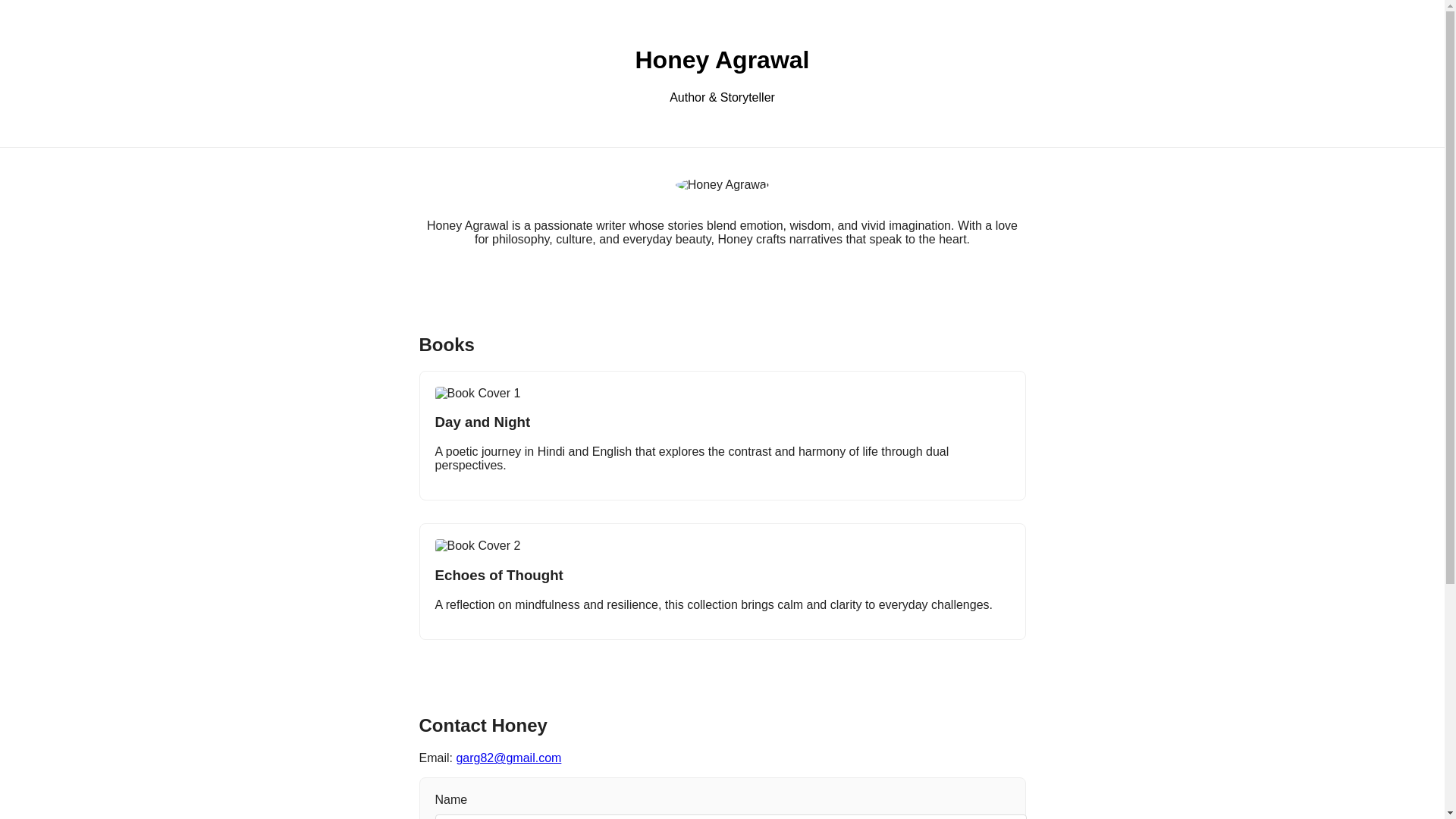 website screenshot of https://honeyagrawal.com/