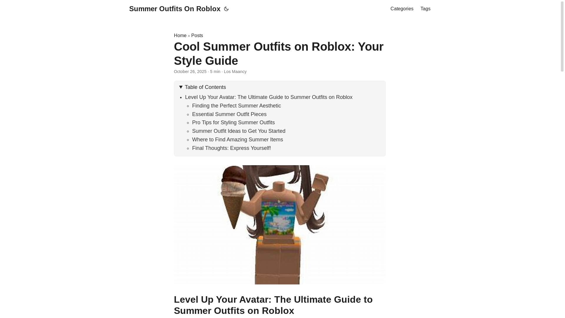 website screenshot of https://summer-outfits-on-roblox.pages.dev/