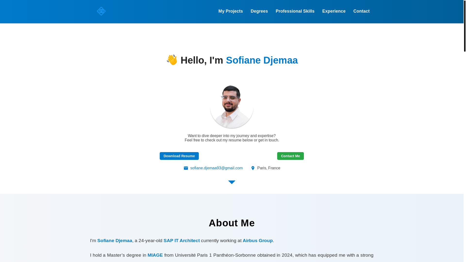 website screenshot of https://sofianedjemaa.com/