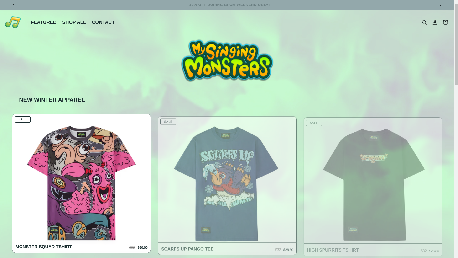 website screenshot of https://singingmonsters.store/