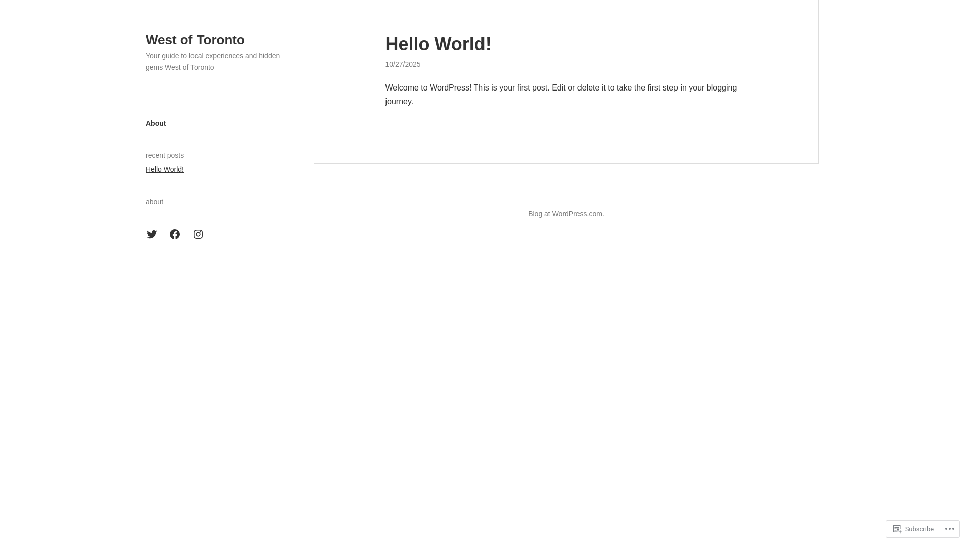 website screenshot of https://westoftoronto.life/