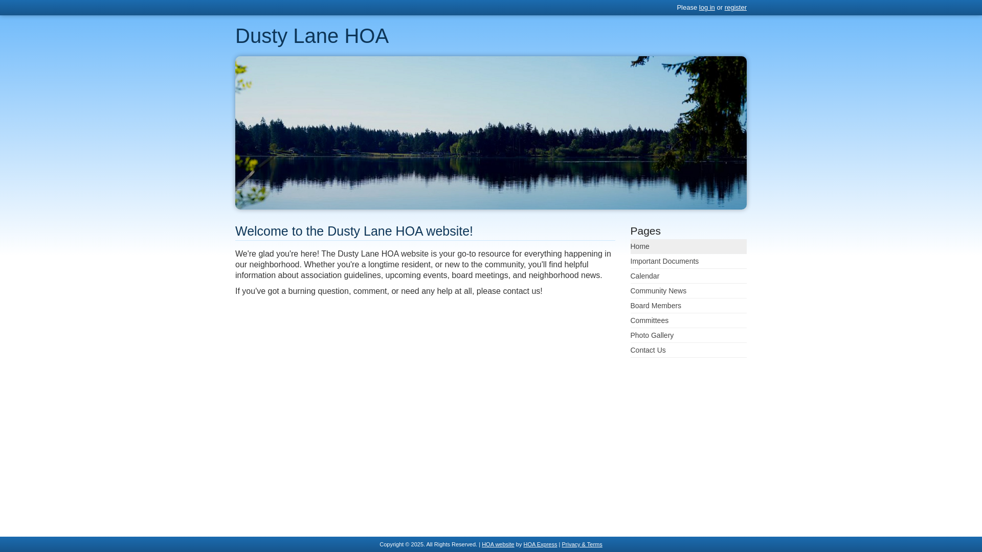 website screenshot of https://dustylanehoa.com/