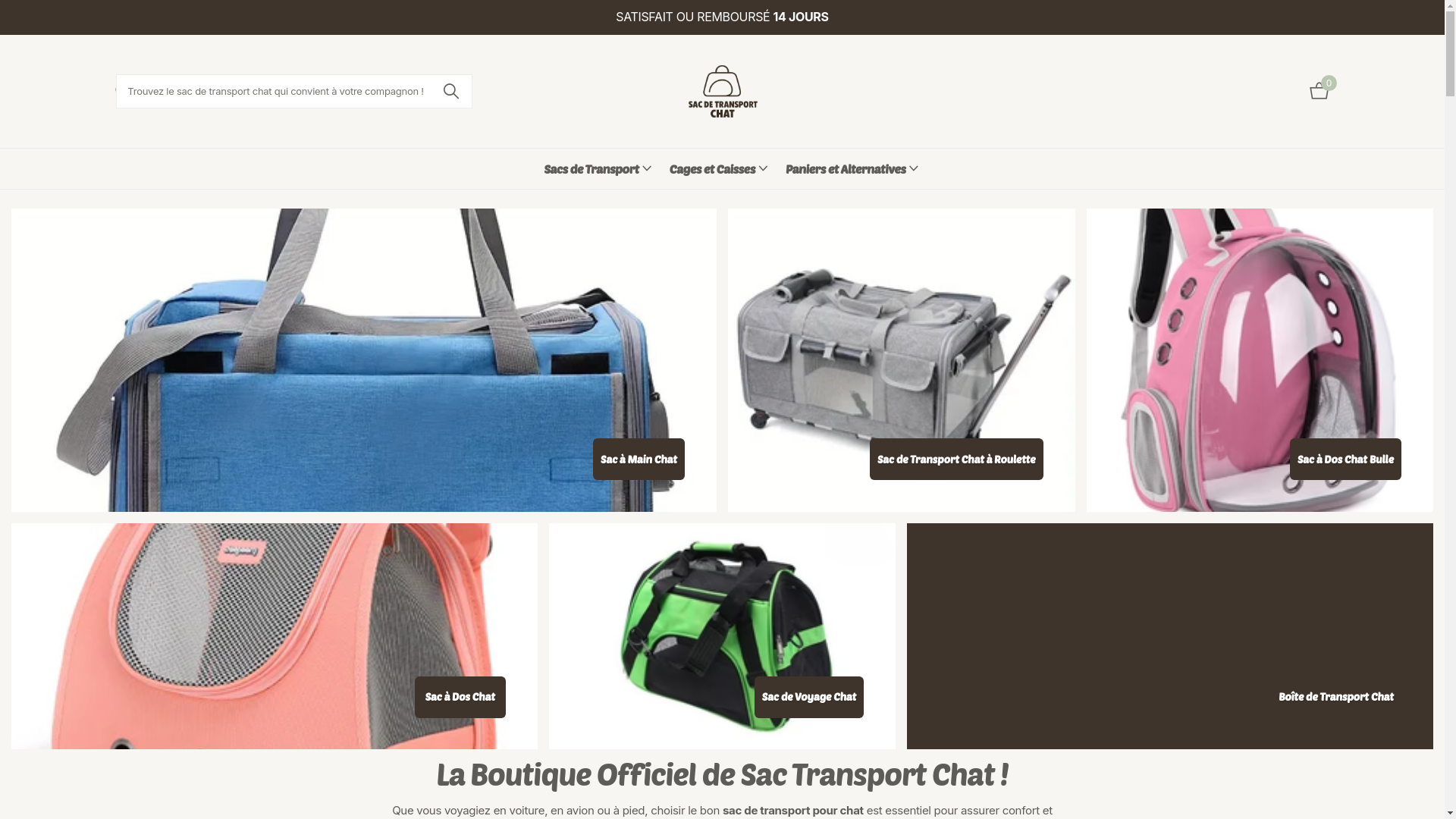 website screenshot of https://sacdetransportchat.fr/