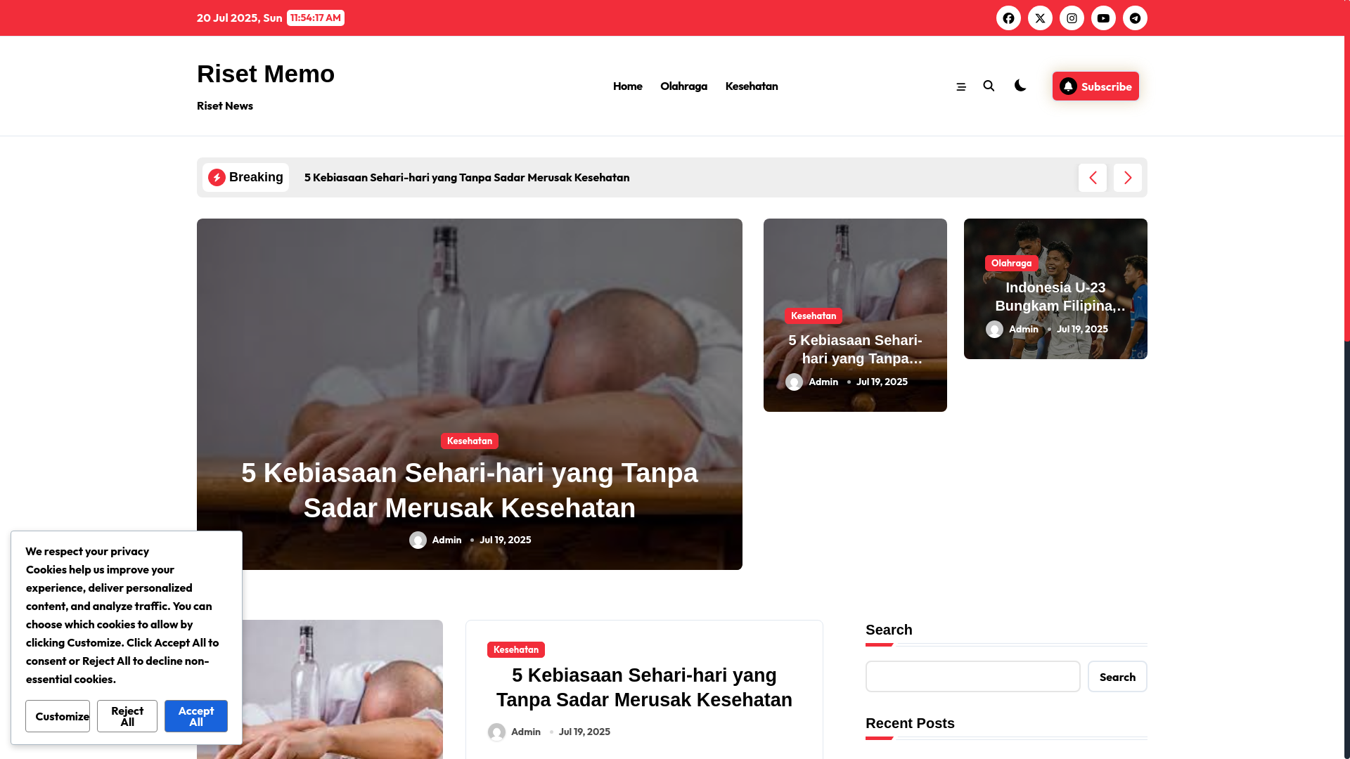 website screenshot of https://risetmemo.co.id/
