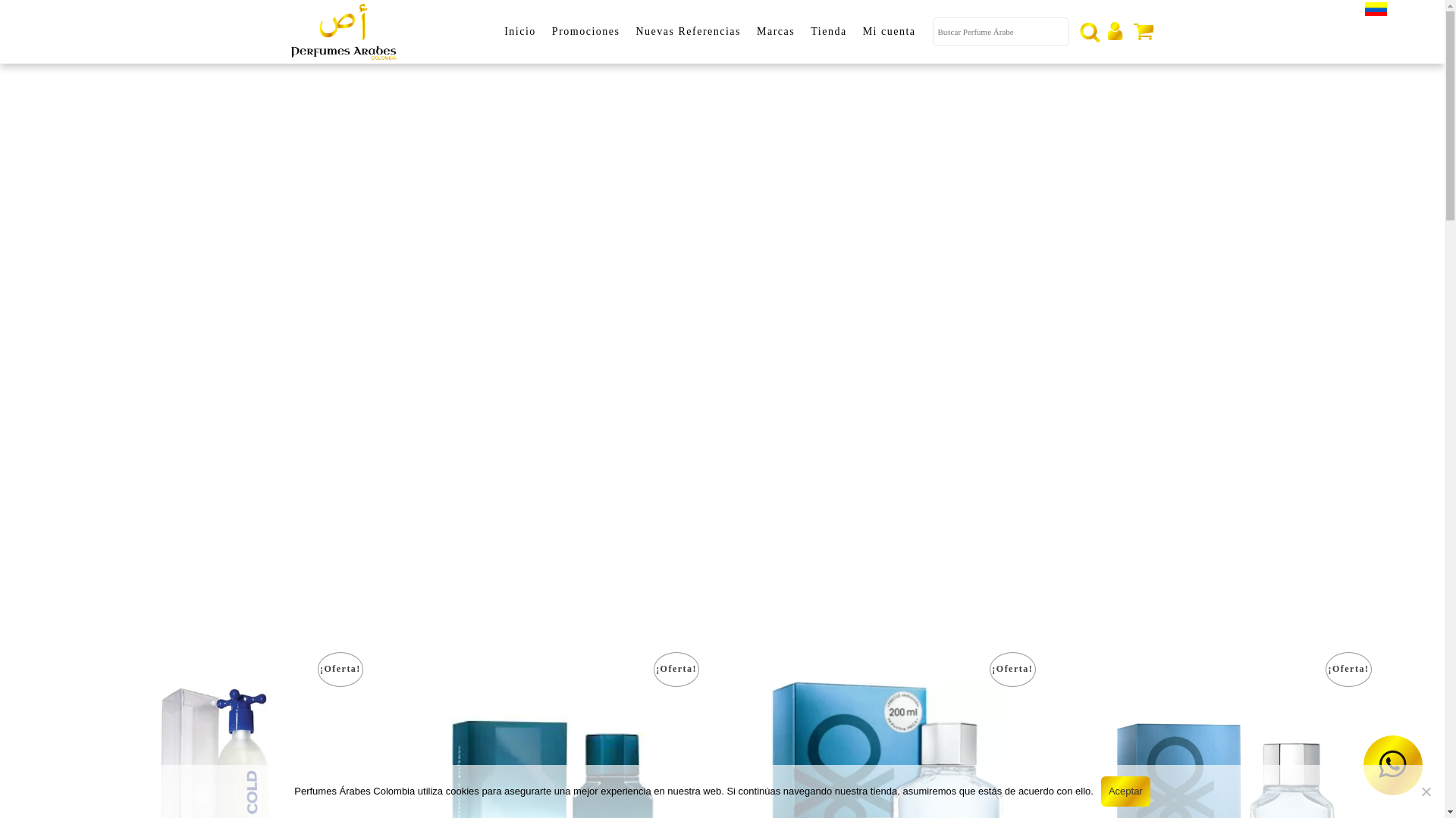 website screenshot of https://perfumesarabes.com.co