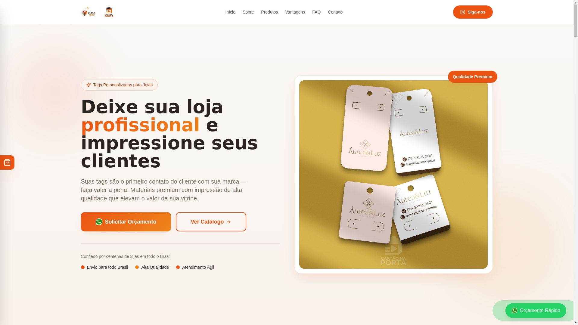 website screenshot of https://tagsparajoias.com.br/