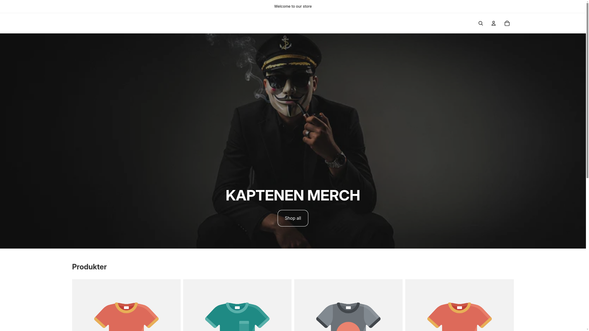 website screenshot of https://kaptenenshop.com/